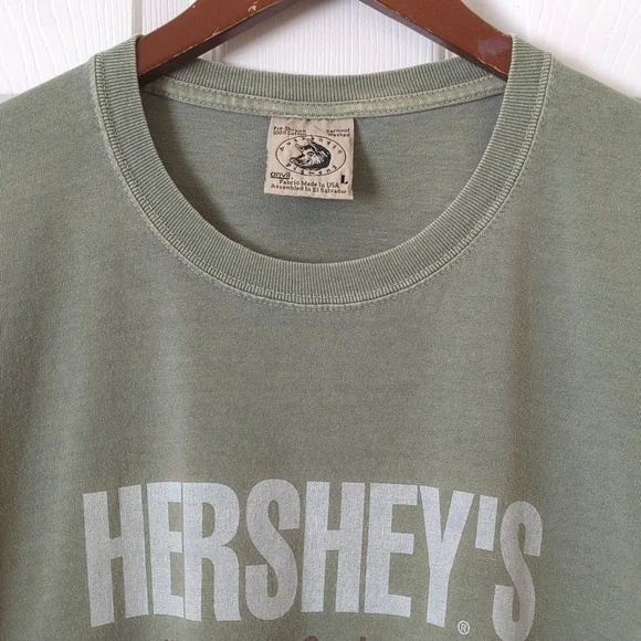 Anvil 2000 Y2K Vintage Hershey's Chocolate Short Sleeve Crewneck T-shirt Sage L - Picture 2 of 10